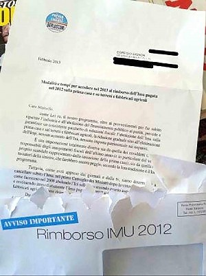 lettera rimborso imu di Berlusconi, elezioni 2013